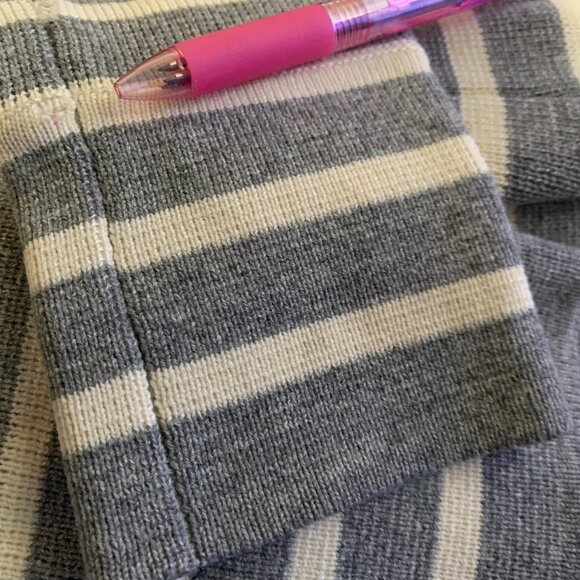 J.Crew KD6774 grey white stripe merino wool sweater cardigan coat XS 0 - Picture 8 of 16